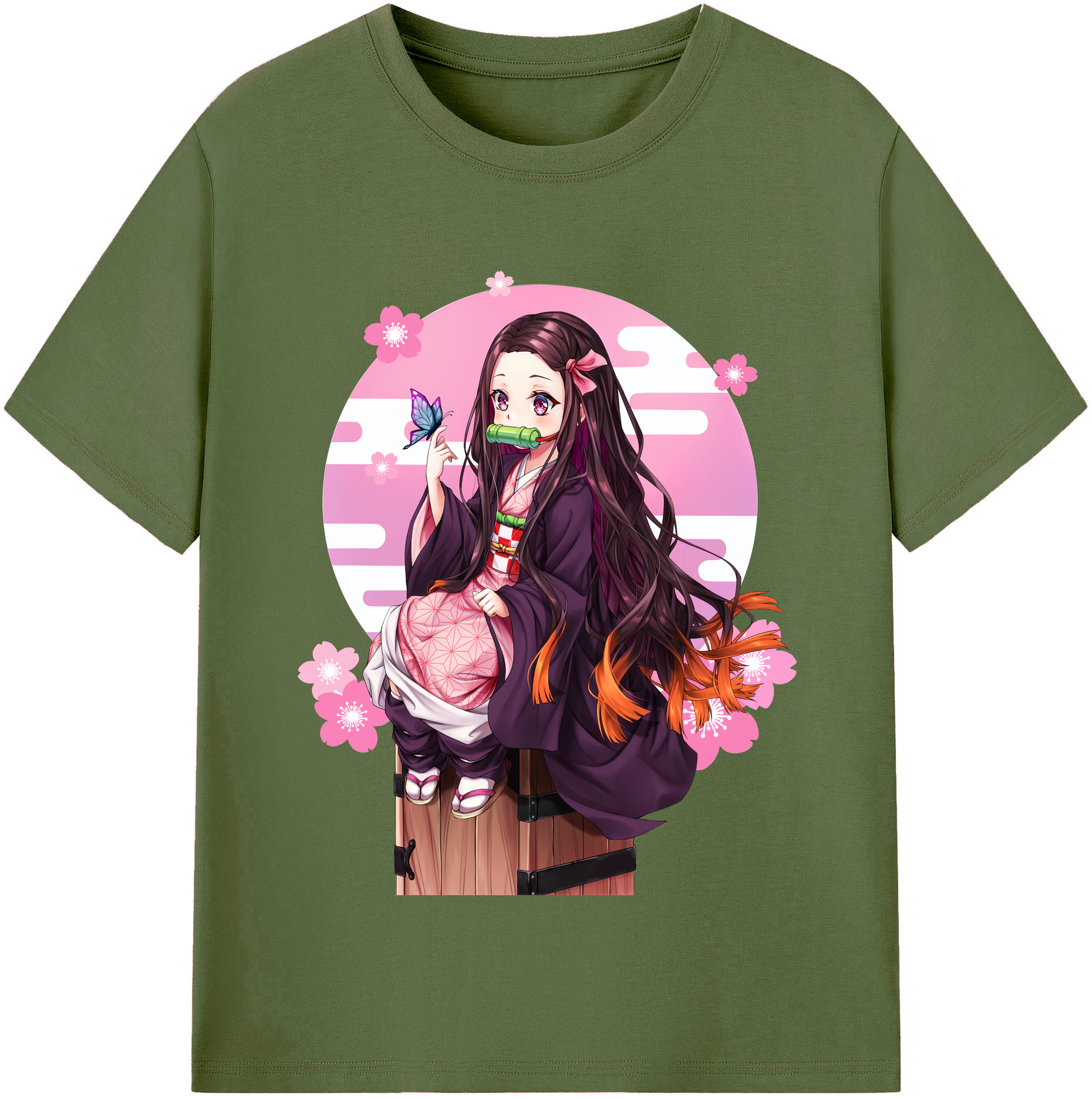 （画像用） 鬼滅の刃（きめつのやいば）竈門 禰󠄀豆子／かまど ねずこ Kamado Nezuko 綿100％半袖Tシャツ（フロントプリント）